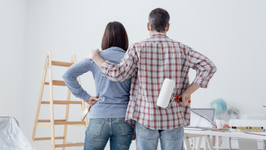 Couple doing a home makeover